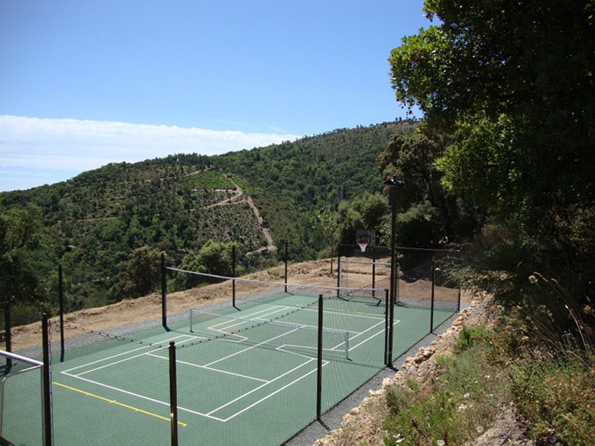 Construction half court béton poreux, tennis, football, basket