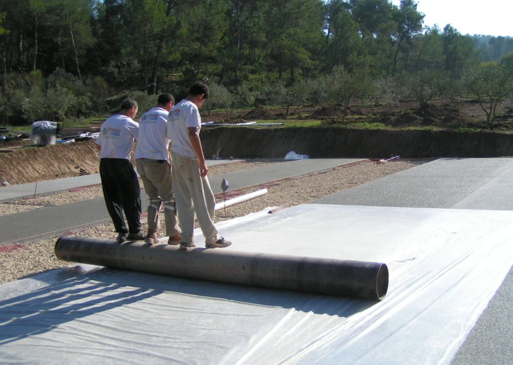 Construction terrain de tennis